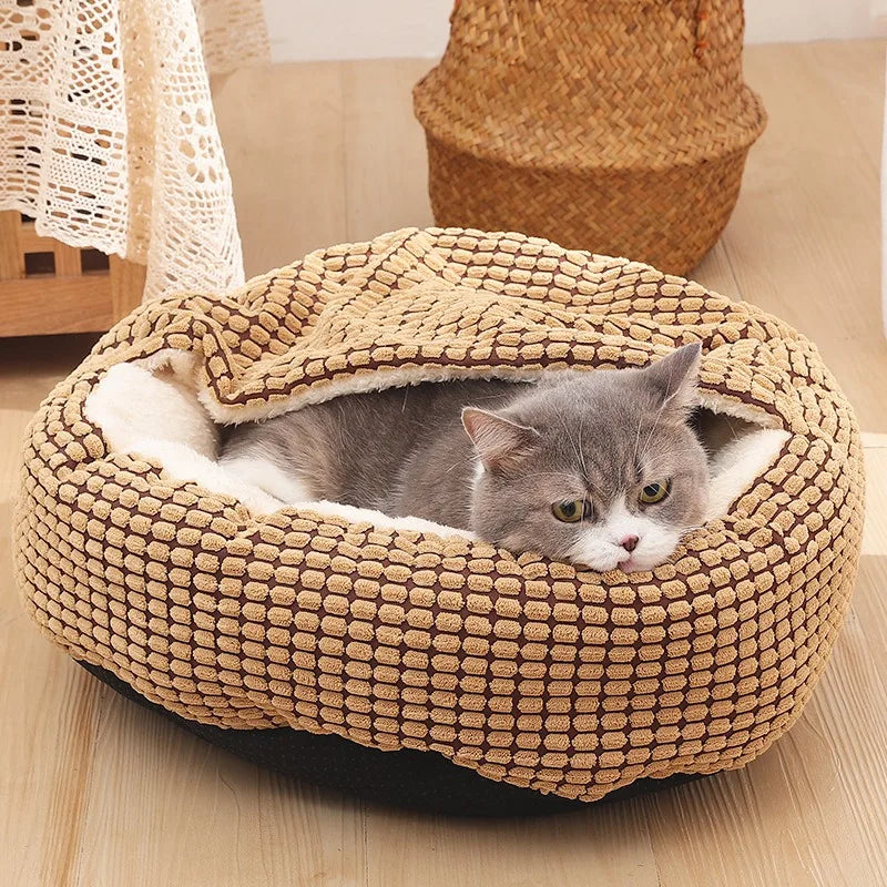 19.6 Inch Small Dog Bed Cat Bed With Hooded Blanket Orthopedic Puppy Puppy Cottons